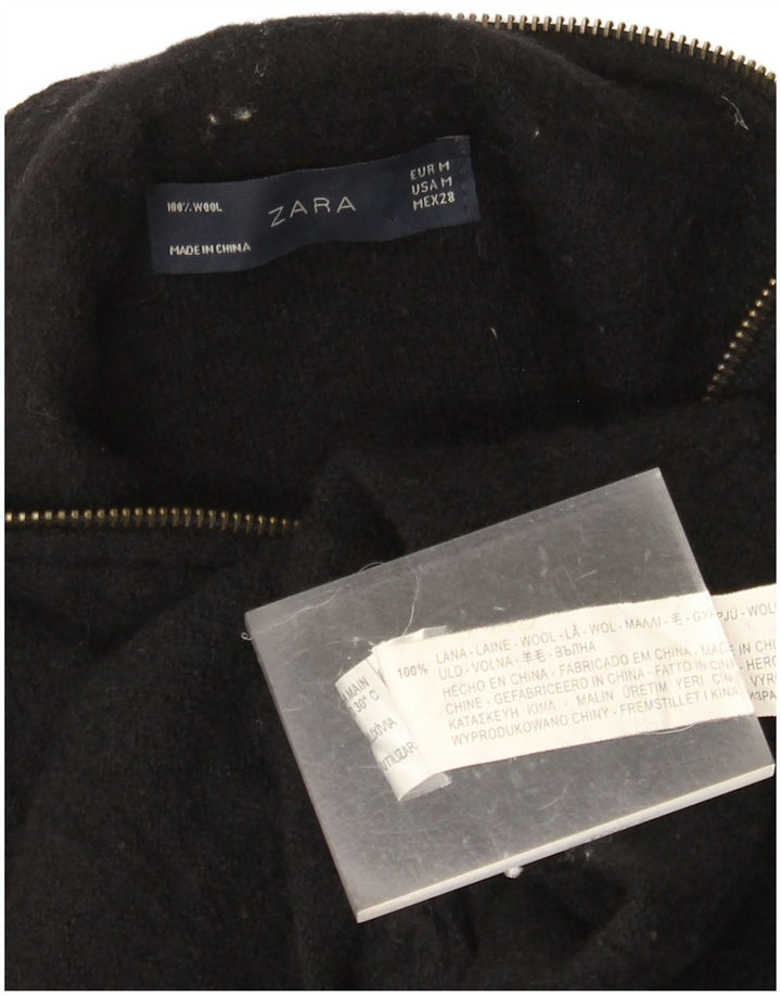 ZARA Womens Overcoat UK 14 Medium Black Wool