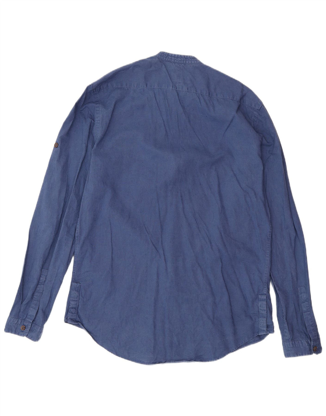 Zara Mens Slim Fit Shirt Large Blue Linen