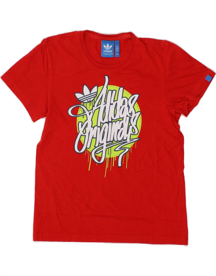 ADIDAS Mens Graphic T-Shirt Top Small Red Vintage Adidas and Second-Hand Adidas from Messina Hembry 