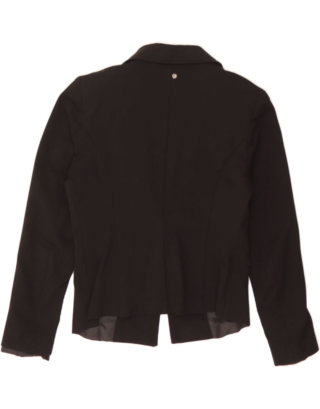 VINTAGE Womens Crop 1 Button Blazer Jacket UK 14 Large Black Cotton Vintage Vintage and Second-Hand Vintage from Messina Hembry 