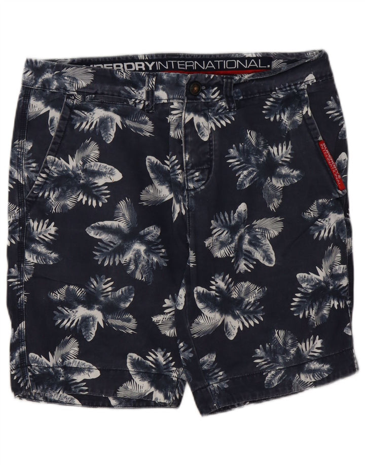 Superdry Mens Chino Shorts Medium W32 Navy Blue Floral Cotton