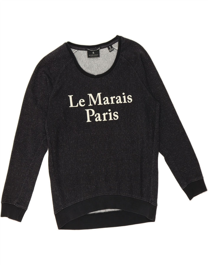 MAISON SCOTCH Womens Oversized Sweatshirt Jumper US 2 XS Black Flecked Vintage Maison Scotch and Second-Hand Maison Scotch from Messina Hembry 