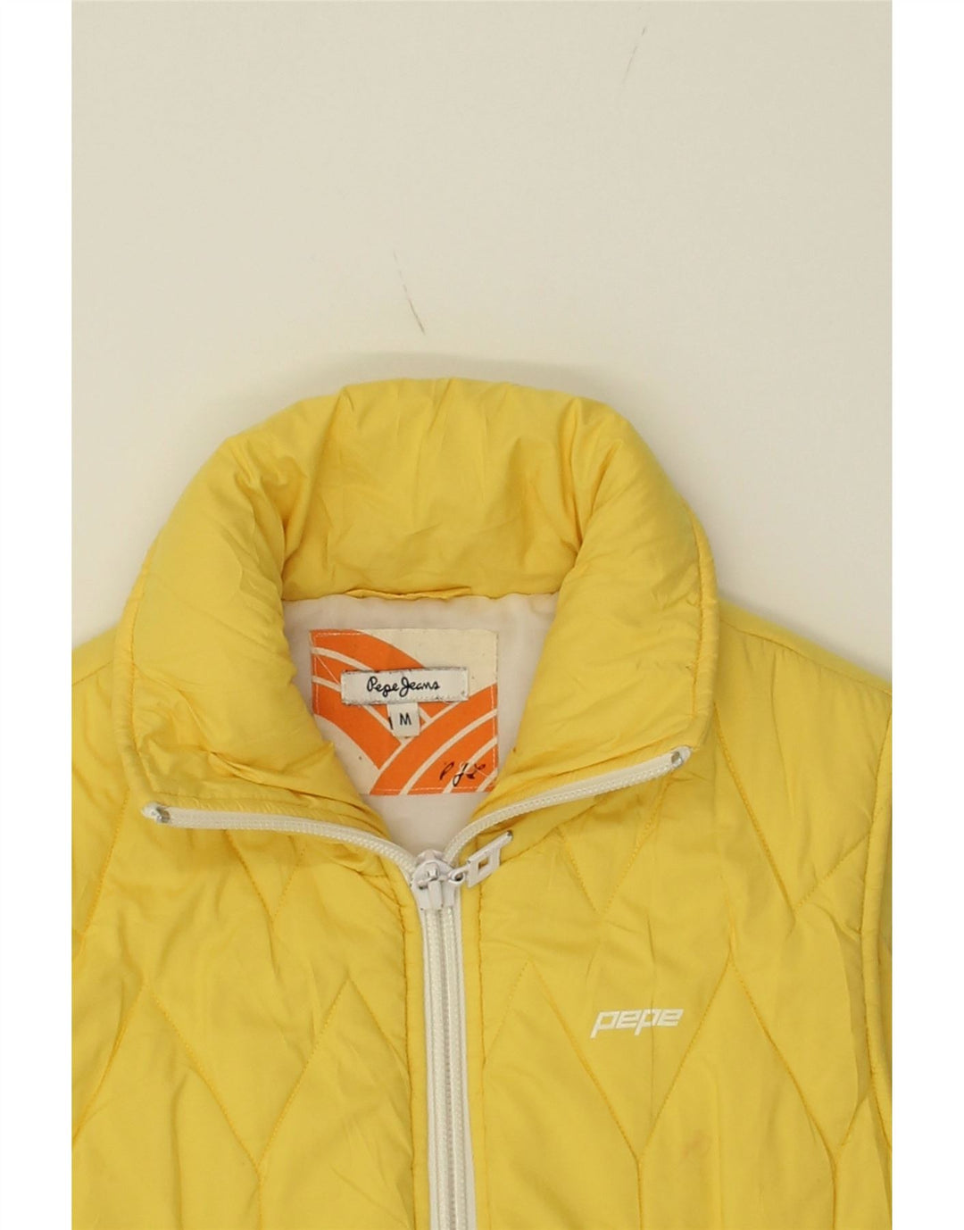 PEPE JEANS Womens Padded Gilet UK 12 Medium Yellow Vintage PEPE Jeans and Second-Hand PEPE Jeans from Messina Hembry 