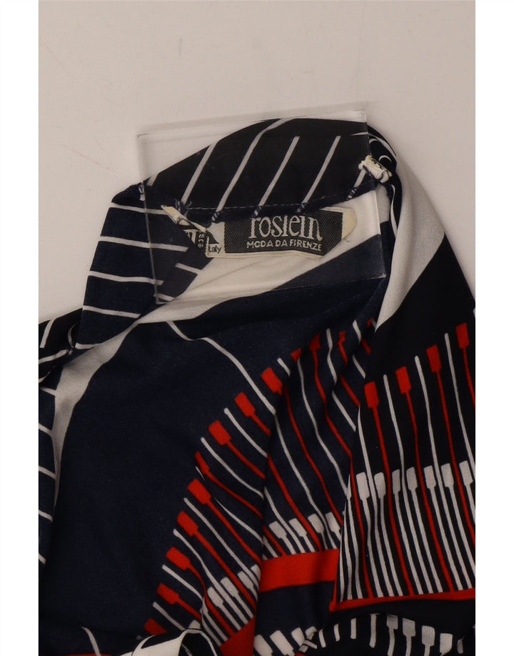 ROSLEIN Womens Strapless Dress UK 8 Small Navy Blue Geometric