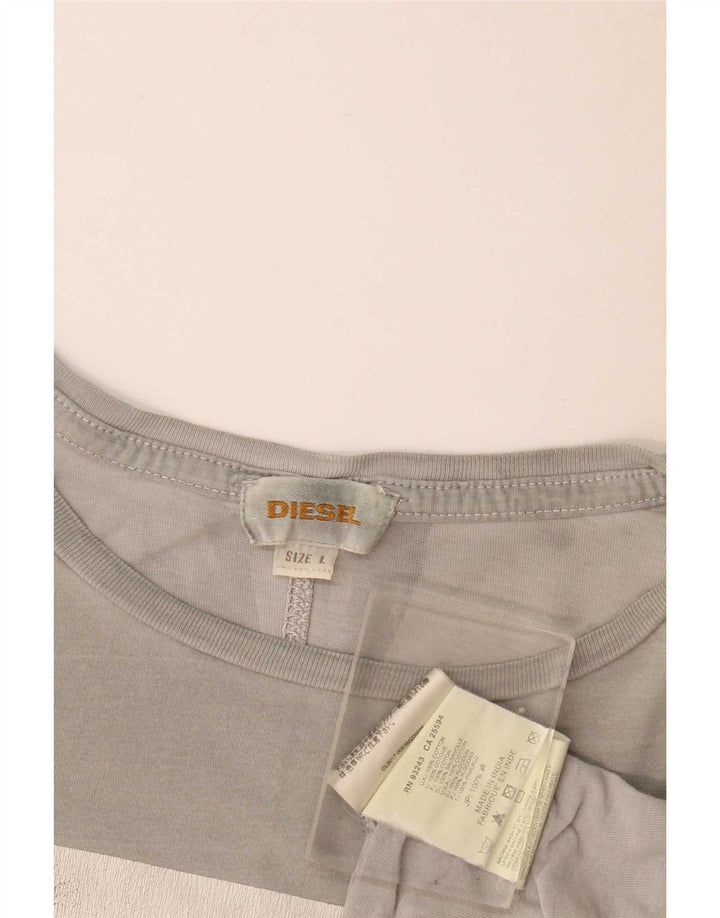 Diesel Mens Graphic T-Shirt Top Large Grey Cotton