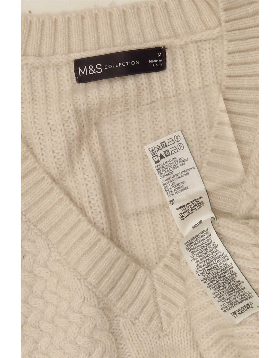 Женский джемпер с v-образным вырезом Marks & Spencer UK 14, средний, белый
