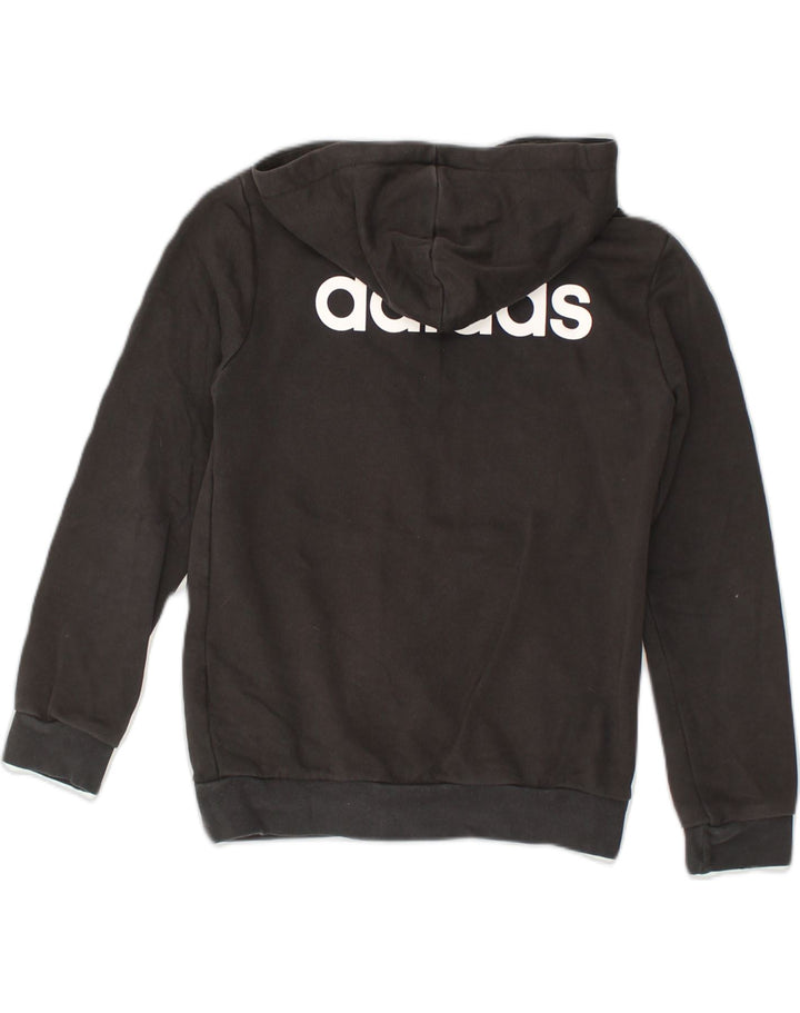 ADIDAS Boys Graphic Zip Hoodie Sweater 9-10 Years Black Cotton | Vintage Adidas | Thrift | Second-Hand Adidas | Used Clothing | Messina Hembry 