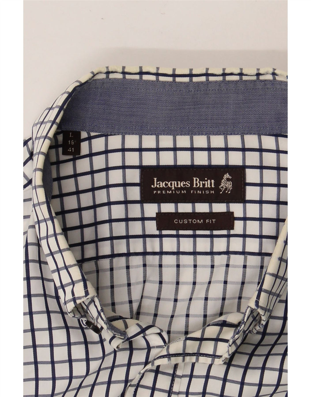 JACQUES BRITT Mens Custom Fit Shirt Size 16 41 Large Navy Blue Check Vintage Jacques Britt and Second-Hand Jacques Britt from Messina Hembry 