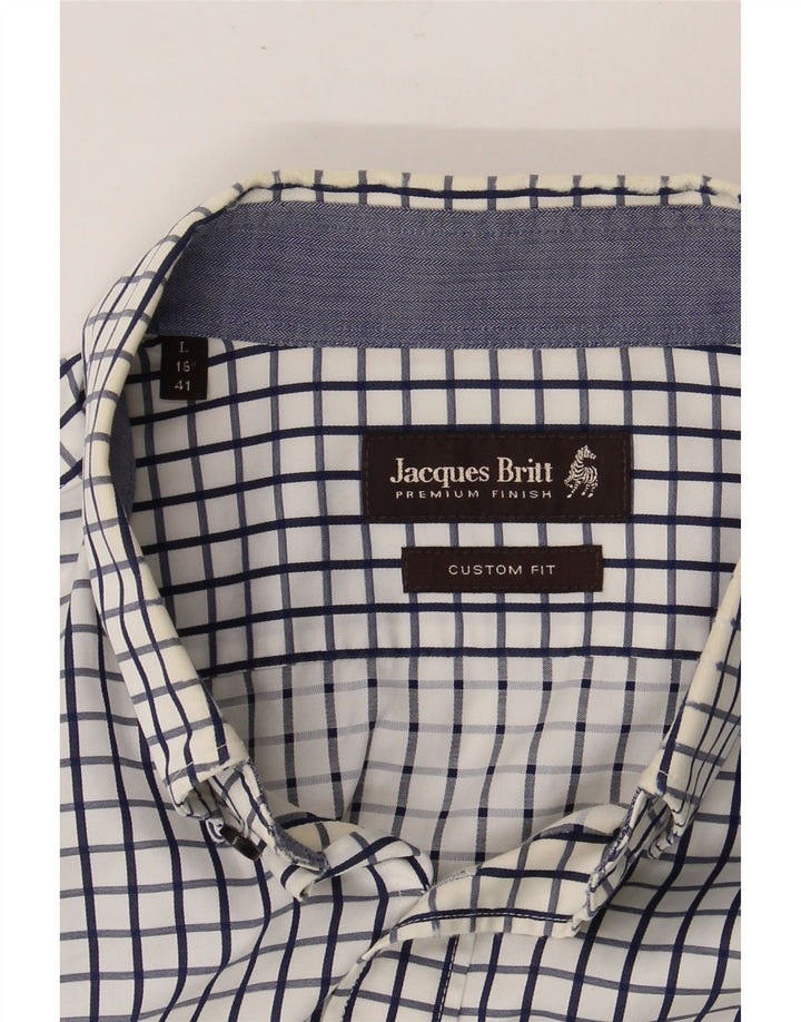 JACQUES BRITT Mens Custom Fit Shirt Size 16 41 Large Navy Blue Check Vintage Jacques Britt and Second-Hand Jacques Britt from Messina Hembry 