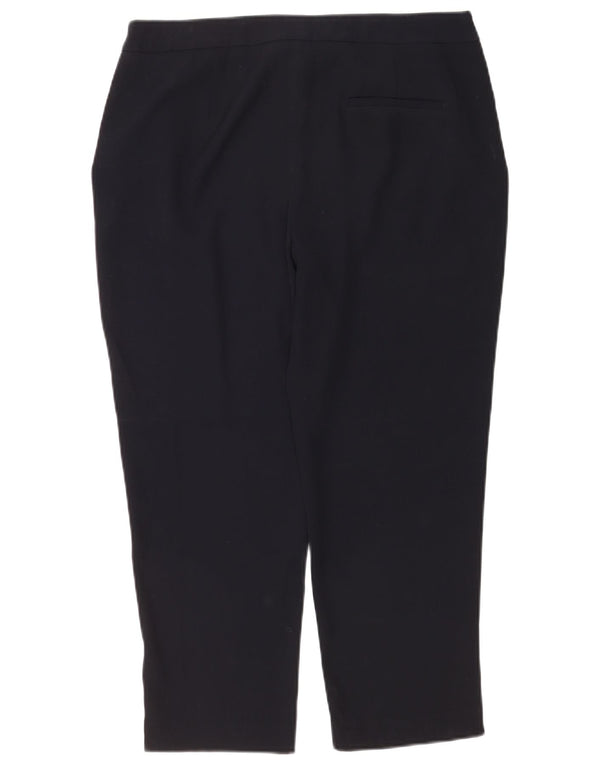 Zara Womens Tapered Cropped Trousers Large W30 L25 Navy Blue Polyester