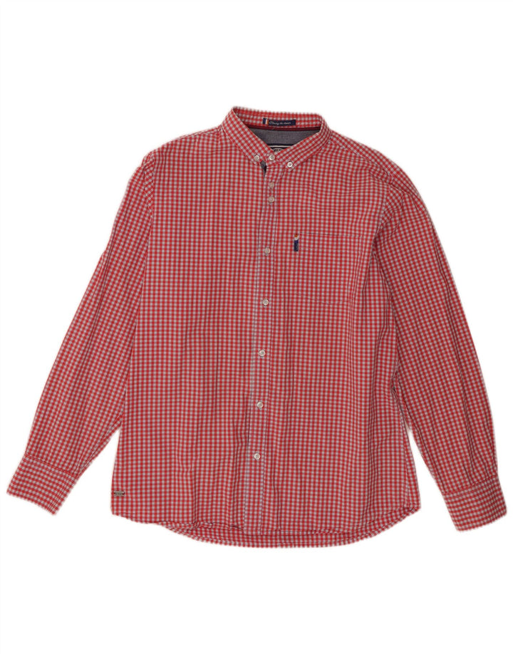 Camicia da uomo Le Shark Large in cotone a quadretti rossi