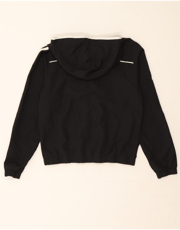 ADIDAS Boys Hooded Tracksuit Top Jacket 11-12 Years Black Polyester Vintage Adidas and Second-Hand Adidas from Messina Hembry 