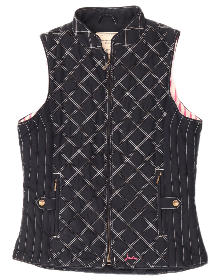 Joules Womens Padded Gilet UK 10 Small  Navy Blue Argyle/Diamond Polyester