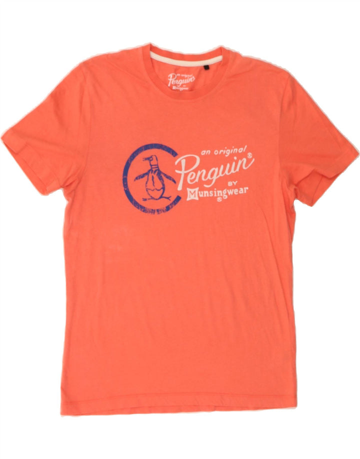 PENGUIN Mens Graphic T-Shirt Top Medium Red Cotton Vintage Penguin and Second-Hand Penguin from Messina Hembry 