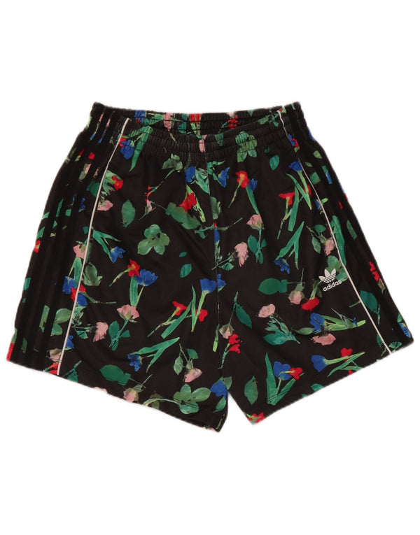 Adidas Womens Sport Shorts UK 8 Small Black Floral Polyester