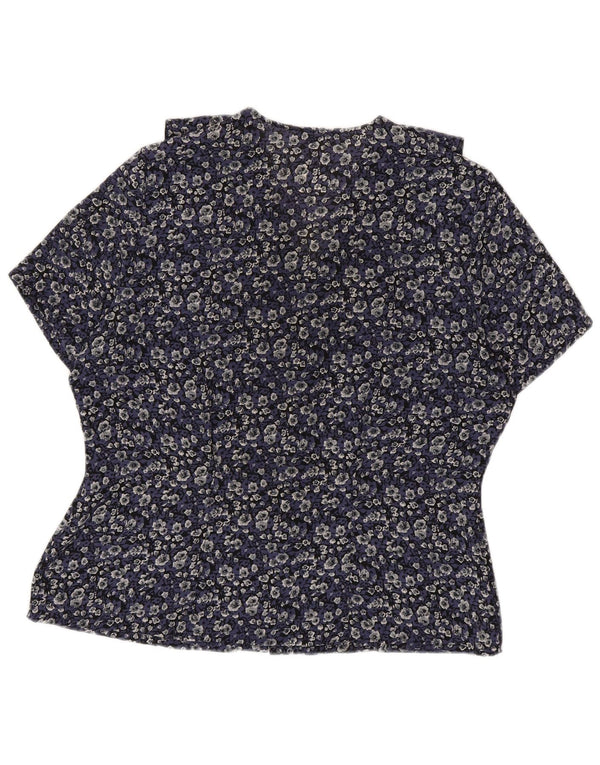 Marks & Spencer Γυναικεία Μπλούζα Μπλούζα UK 16 Large Navy Blue Floral