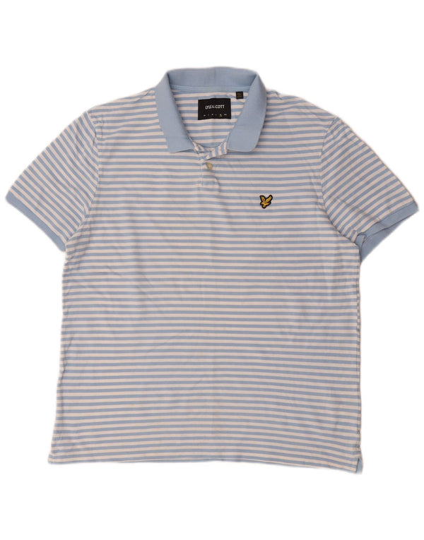 Polo da uomo Lyle & Scott XL in cotone gessato blu
