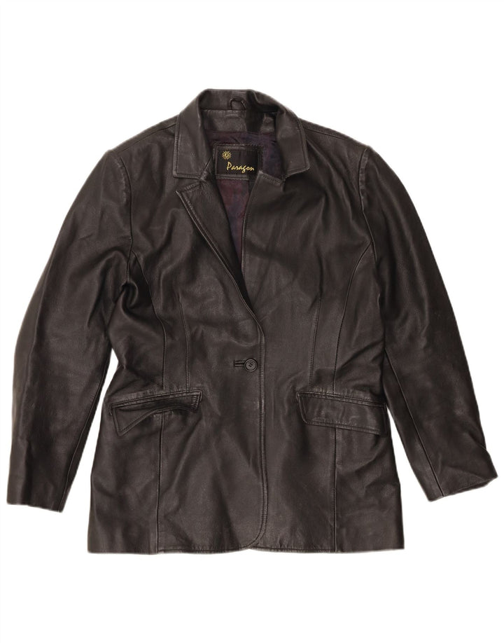 PARAGON Womens Leather Jacket UK 14 Medium Black Leather