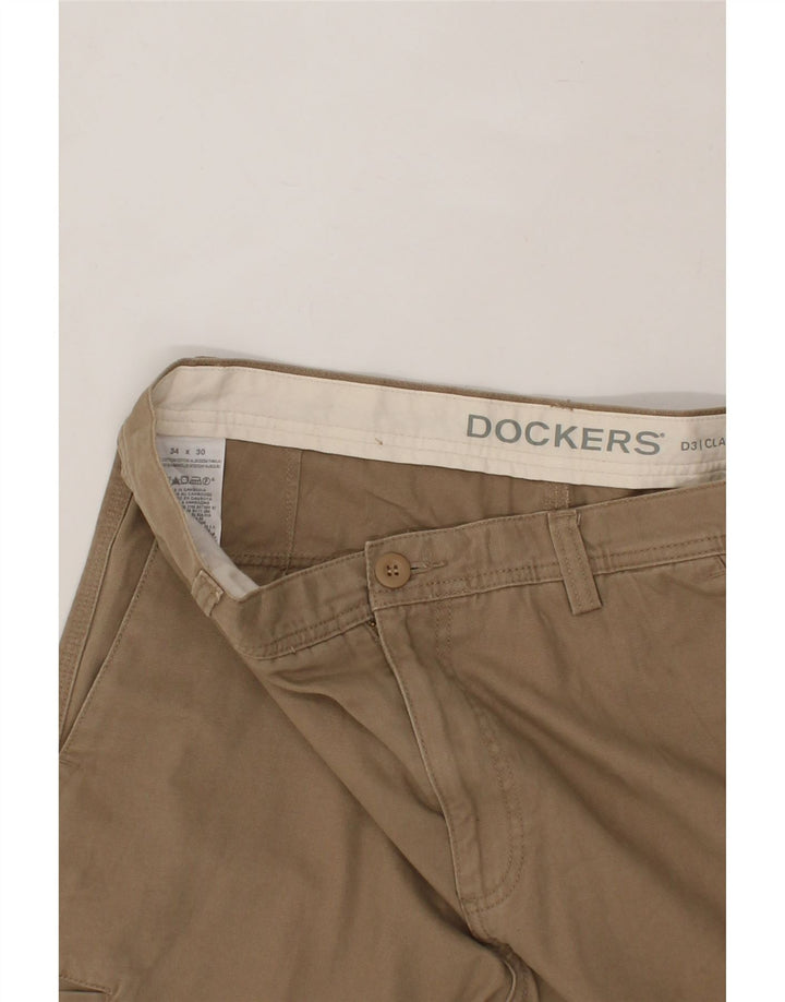 DOCKERS Mens Straight Cargo Cropped Trousers W34 L26 Beige Cotton Vintage Dockers and Second-Hand Dockers from Messina Hembry 