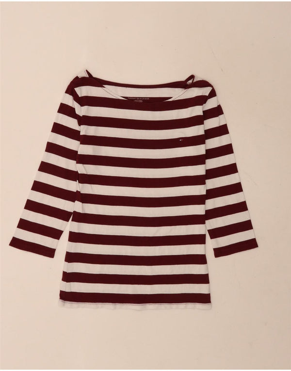 Tommy Hilfiger Womens Regular Top 3/4 Sleeve UK 8 Small White Striped
