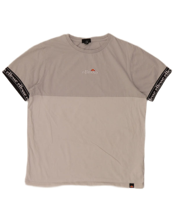 Ellesse Herre Grafisk T-Shirt Top Medium Grå Colourblock Bomuld