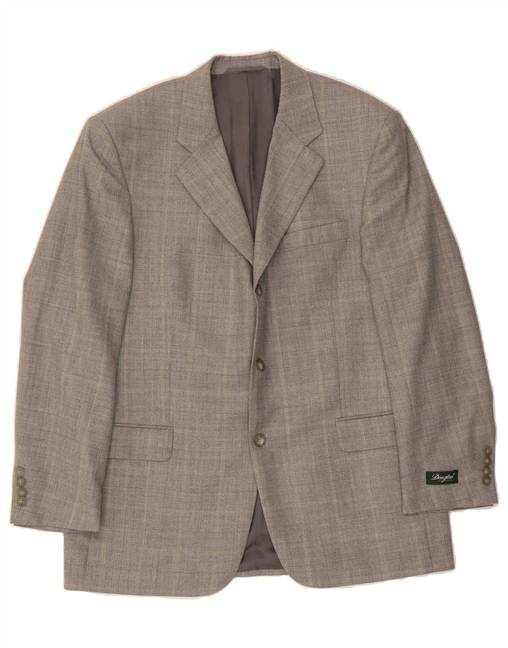 DOUGLAS Mens 3 Button Blazer Jacket UK 42 XL Grey Check Wool Vintage Douglas and Second-Hand Douglas from Messina Hembry 
