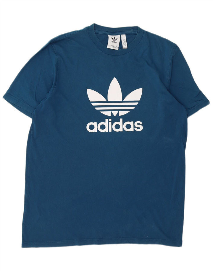 ADIDAS Mens Graphic T-Shirt Top Medium Blue Cotton