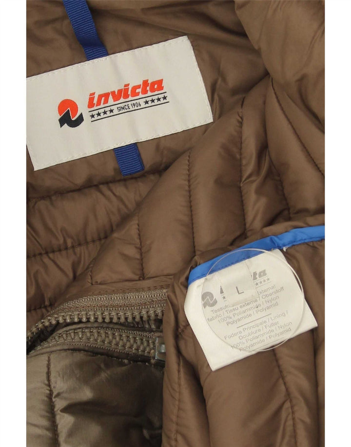 Invicta Womens Hooded Padded Jacket UK 14 Large Khaki Polyamide