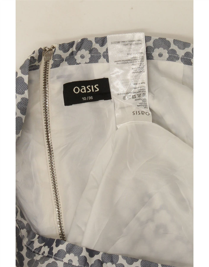 Oasis Womens Mini Skirt UK 10 Small W28 Grey Floral Polyester