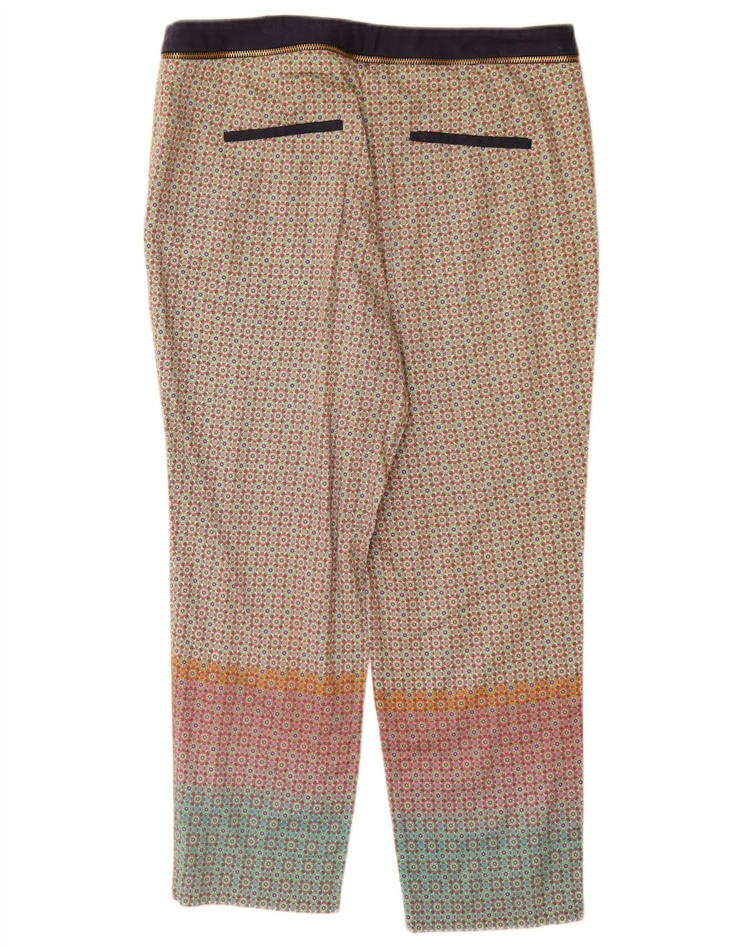 Zara Womens Cropped Trousers EU 40 Medium W30 L24 Multicoloured Geometric