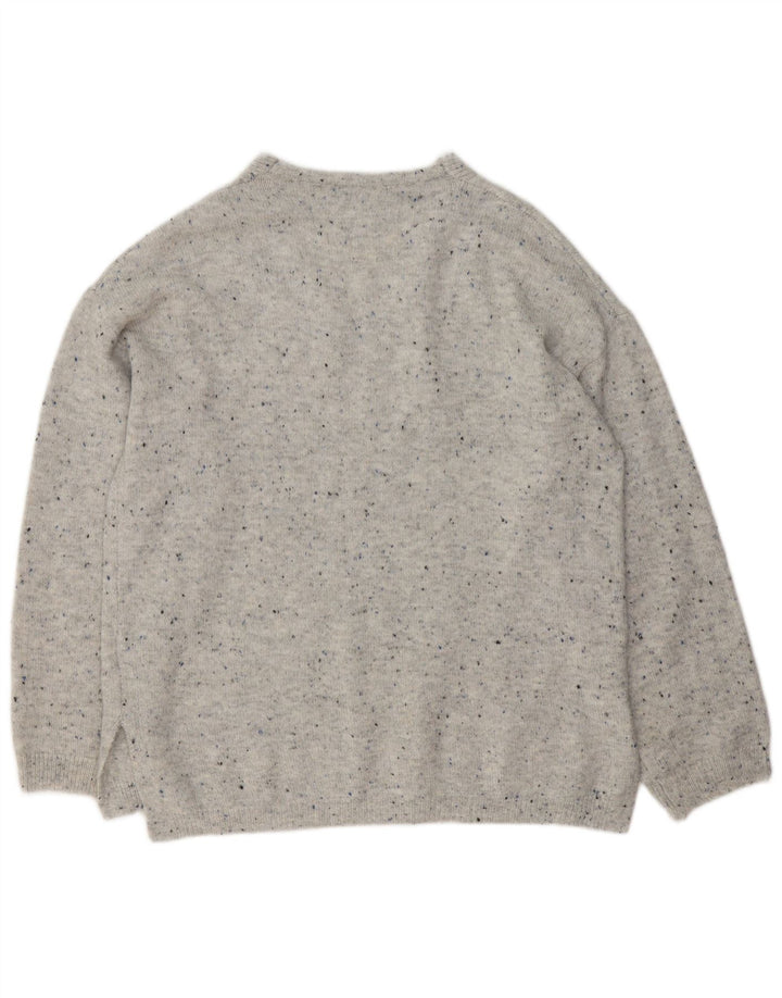 Marks & Spencer Womens V-Neck Jumper Sweater UK 14 Medium Grey Flecked