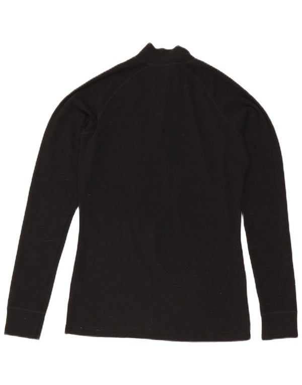 Mountain Warehouse Dame Zip Neck Jumper Sweater UK 10 Small Black Wool