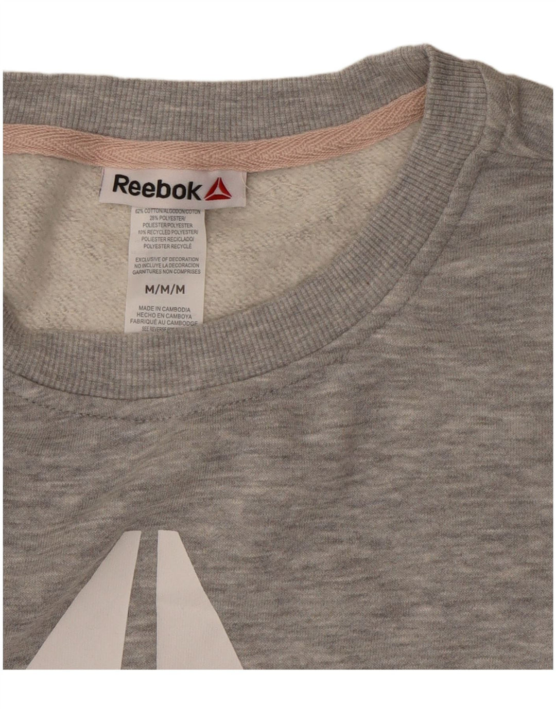 Reebok Womens Graphic Sweatshirt Jumper UK 14 Medium Grey Colourblock