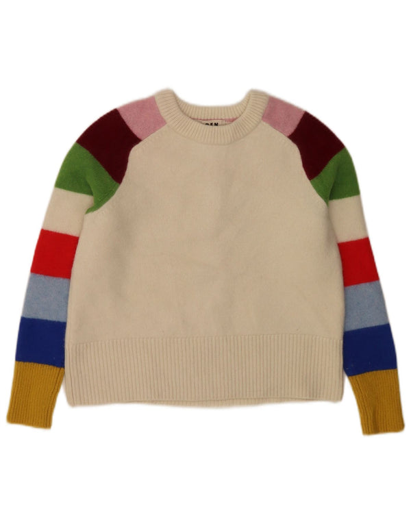 Maglione maglione girocollo per ragazze Boden 8-9 anni blocco colore bianco medio