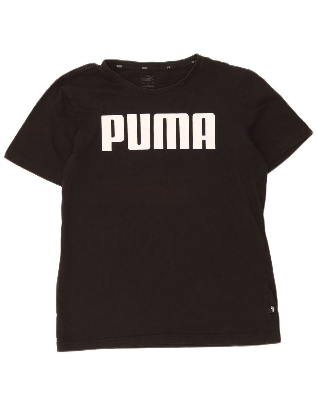 PUMA Mens Graphic T-Shirt Top Medium Black Cotton