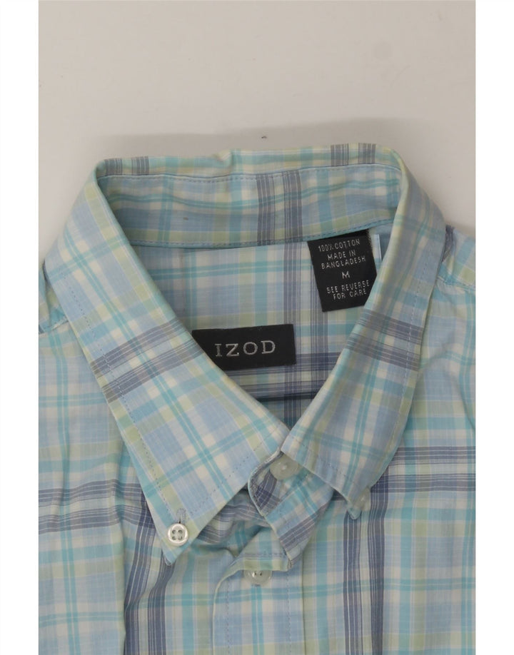 IZOD Mens Short Sleeve Shirt Medium Blue Check Cotton Vintage Izod and Second-Hand Izod from Messina Hembry 