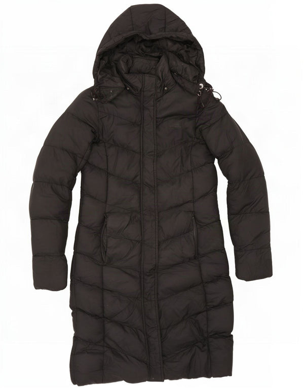 Mountain Warehouse Dame hætte polstret frakke UK 8 Lille sort polyester