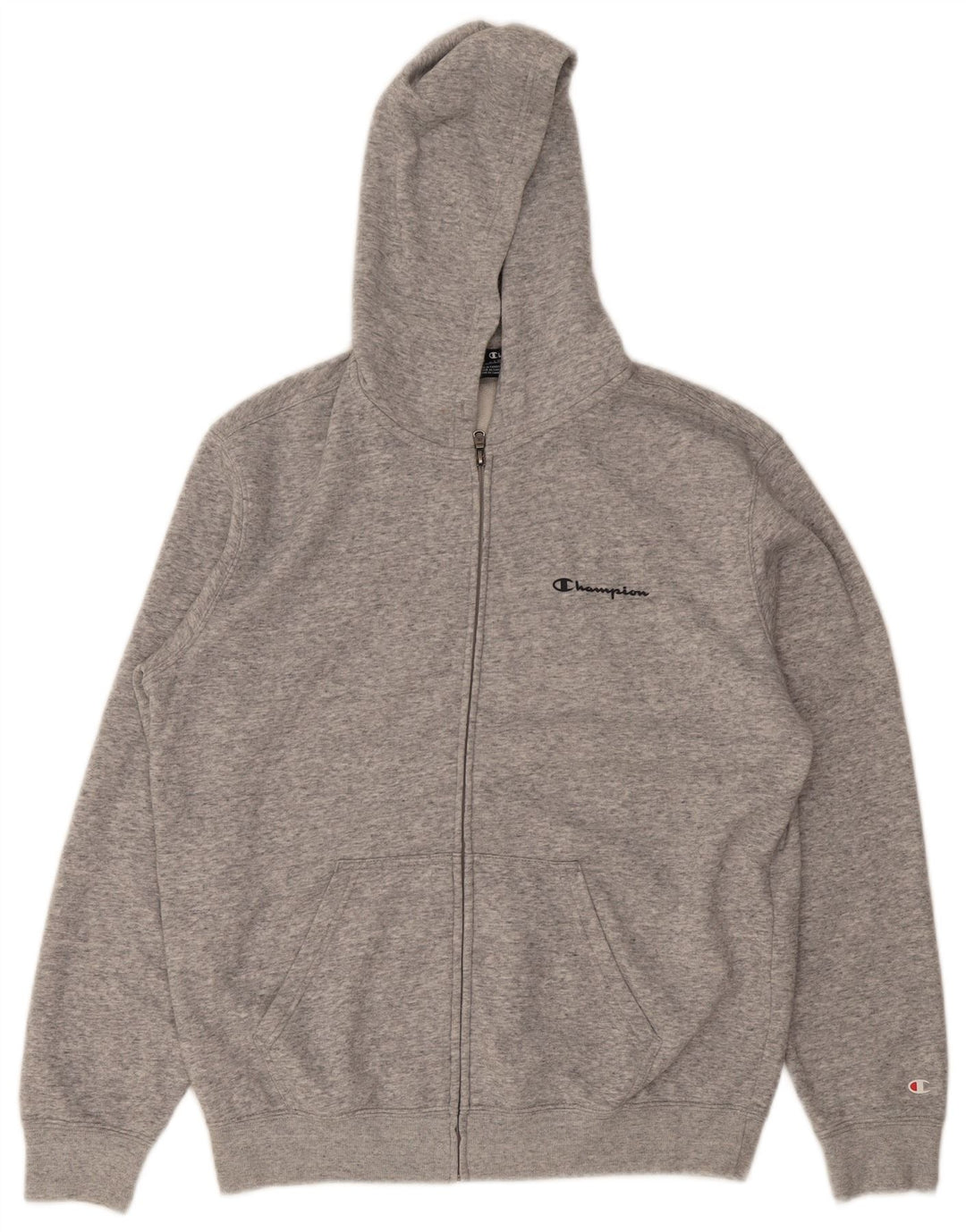 Champion Mens Zip Hoodie Sweater Large Grey Flecked