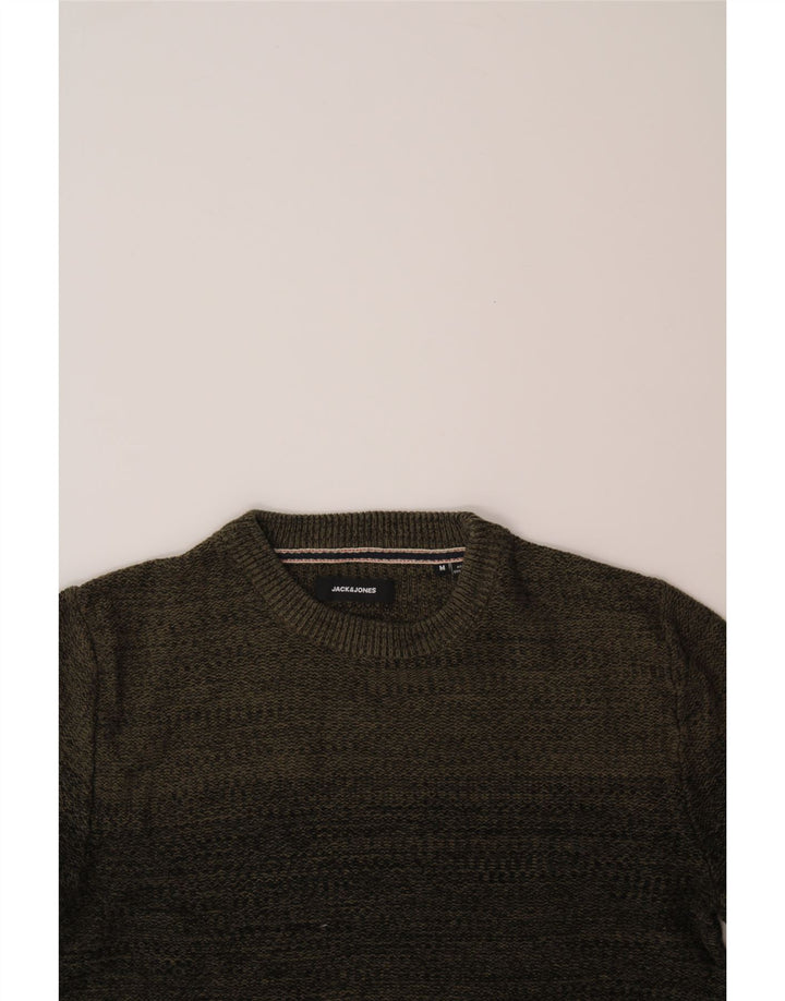 JACK & JONES Mens Crew Neck Jumper Sweater Medium Khaki Cotton Vintage Jack & Jones and Second-Hand Jack & Jones from Messina Hembry 