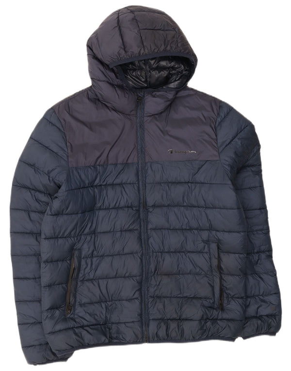 Champion férfi kapucnis párnázott dzseki UK 42 XL sötétkék Colourblock