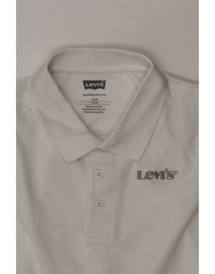 LEVI'S Boys Polo Shirt 15-16 Years White Cotton Vintage Levi's and Second-Hand Levi's from Messina Hembry 