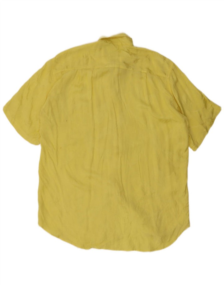 Clinique Mens Short Sleeve Shirt Medium Yellow Viscose