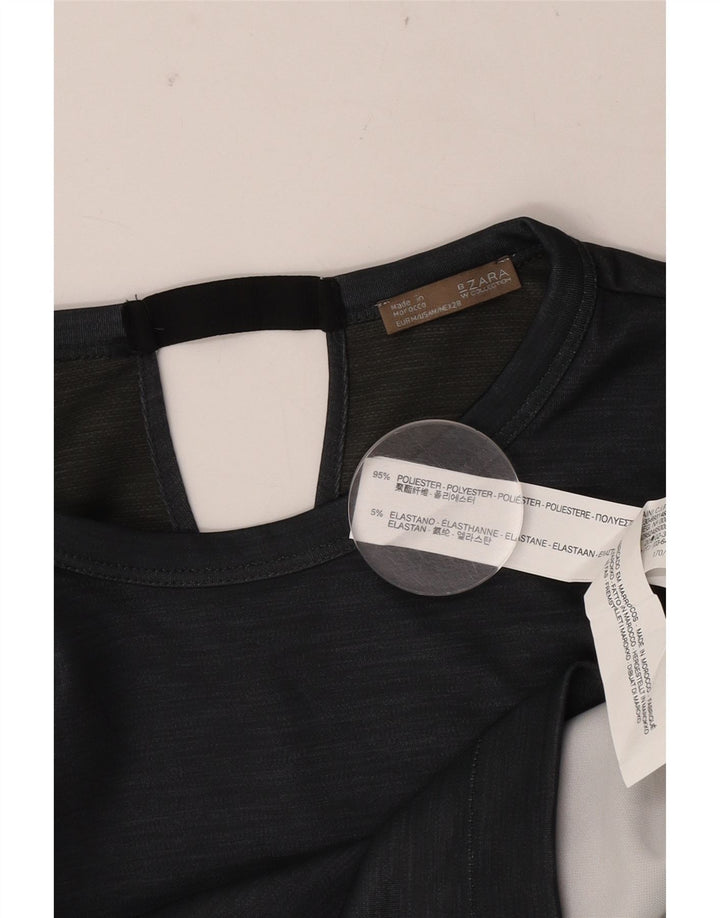 T-shirt corta da donna Zara UK 14 Poliestere grigio medio