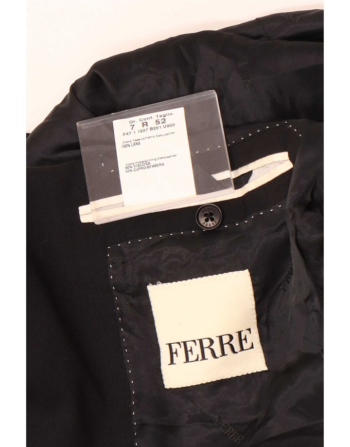 Ferre Mens 3 Button Blazer Jacket IT 52 XL Black Wool