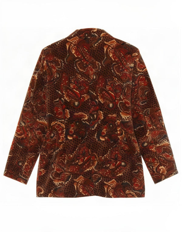Vintage Womens 3 Button Velvet Blazer Jacket IT 50 XL Brown Paisley