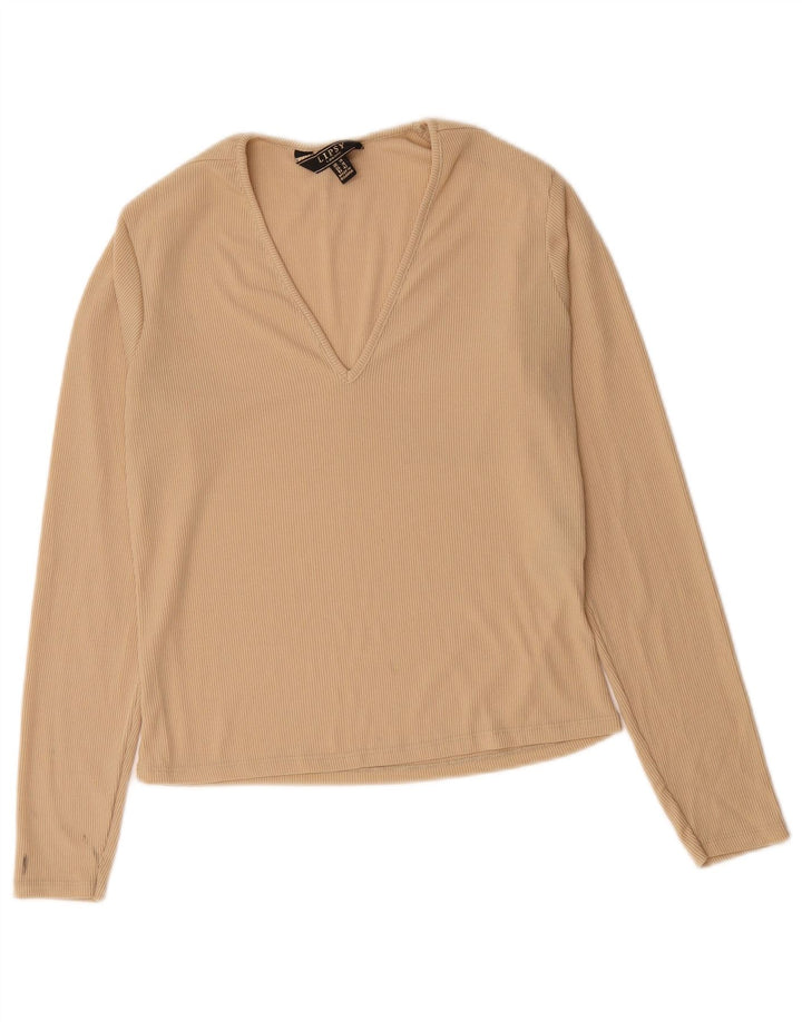 Top da donna a manica lunga Lipsy UK 14 Poliestere beige medio