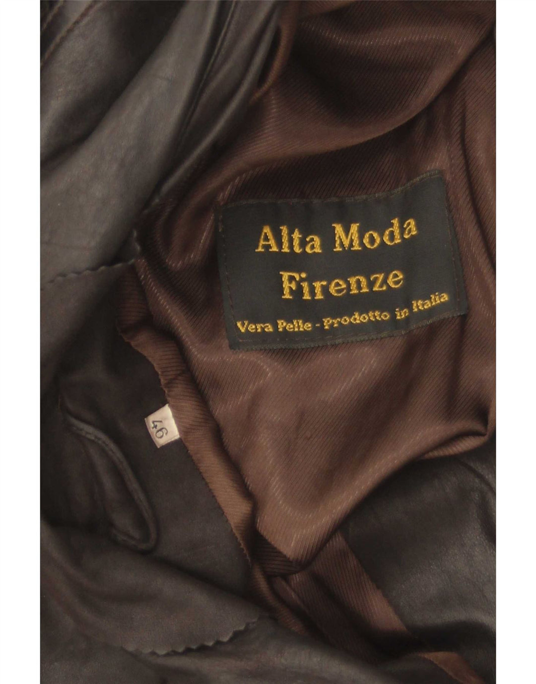 Alta Moda Firenze Womens Leather Jacket IT 46 Large Brown Leather