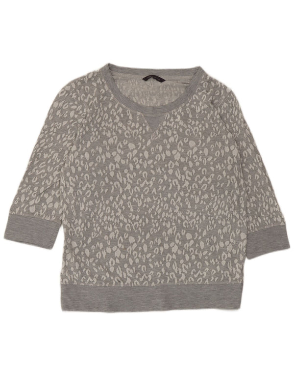 Marks & Spencer Womens Sweatshirt Jumper UK 16 Large Grey Animal Print