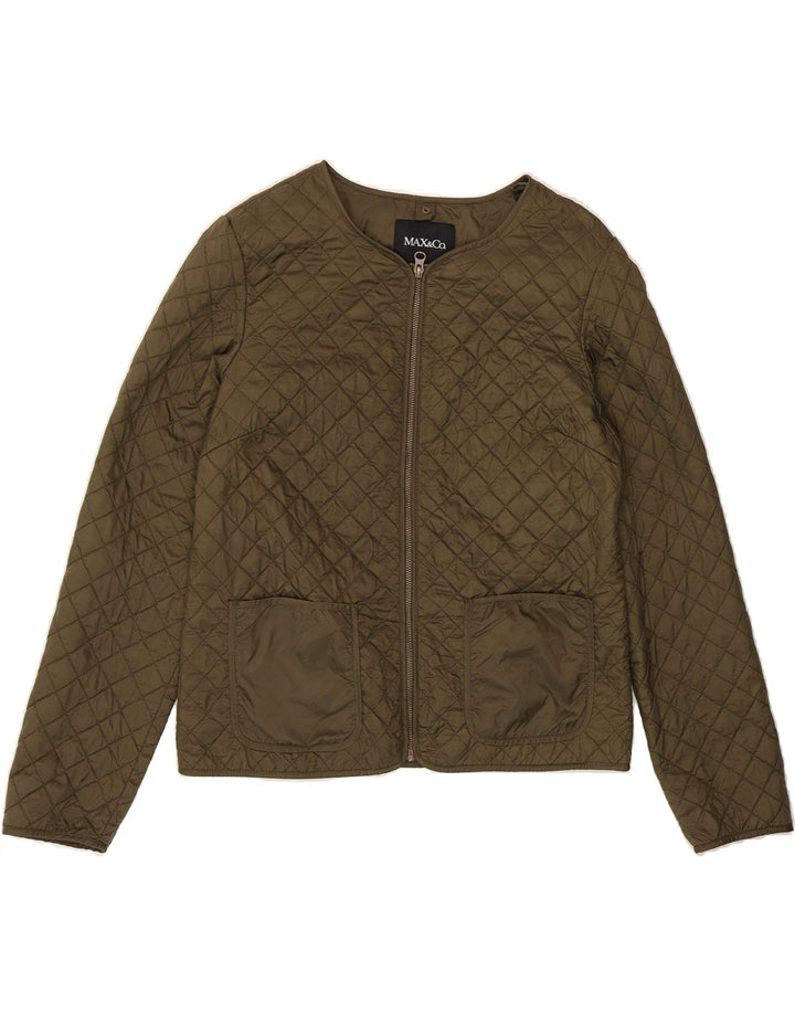 MAX & CO. Womens Quilted Jacket UK 14 Large Khaki Polyamide Vintage Max & Co. and Second-Hand Max & Co. from Messina Hembry 