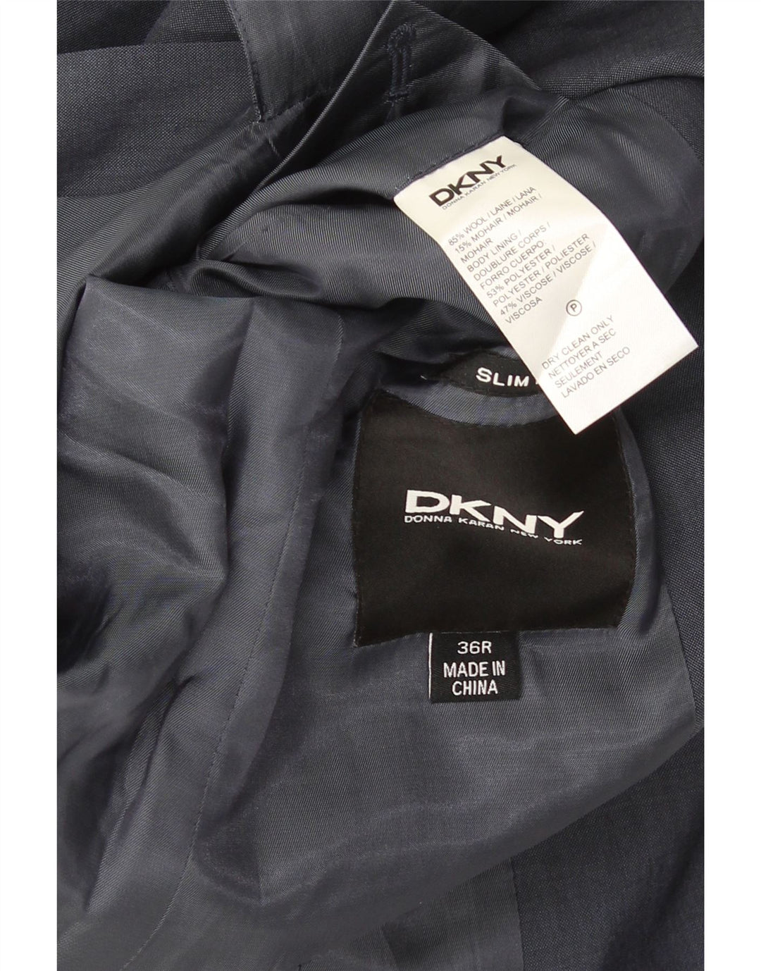 Dkny Veste Blazer Slim Fit à 2 Boutons pour Homme UK 36 Petite Laine Bleu Marine